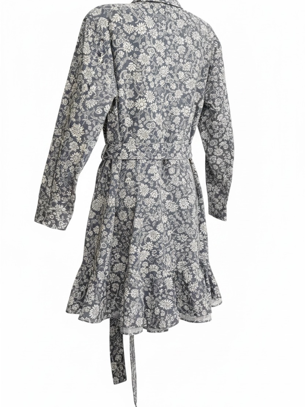 Blue Floral Belted Cottagecore Front Button Belted Shirt Dress Chaps Sixe XXL - Picture 2 of 16
